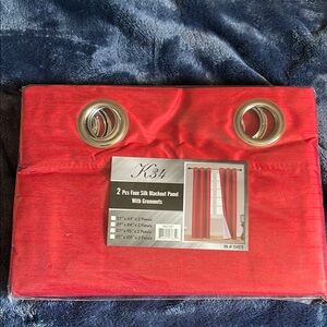 Red Faux Silk Blackout Curtain Panel with Grommets 95” x 37”